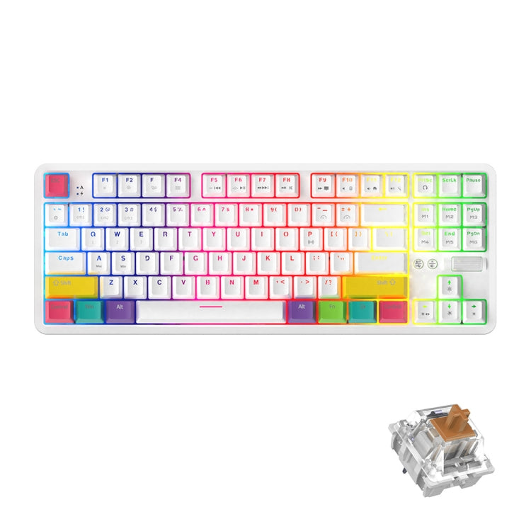 Ajazz K870T 87-Key Hot Swap Bluetooth/Wired Dual Mode RGB Backlight Office Game Mechanical Keyboard, Hot Swap Tea Shaft (Black), Hot Swap Red Shaft (White), Hot Swap Red Shaft (Black), Hot Swap Green Shaft (Black), Hot Swap Green Shaft (White)...