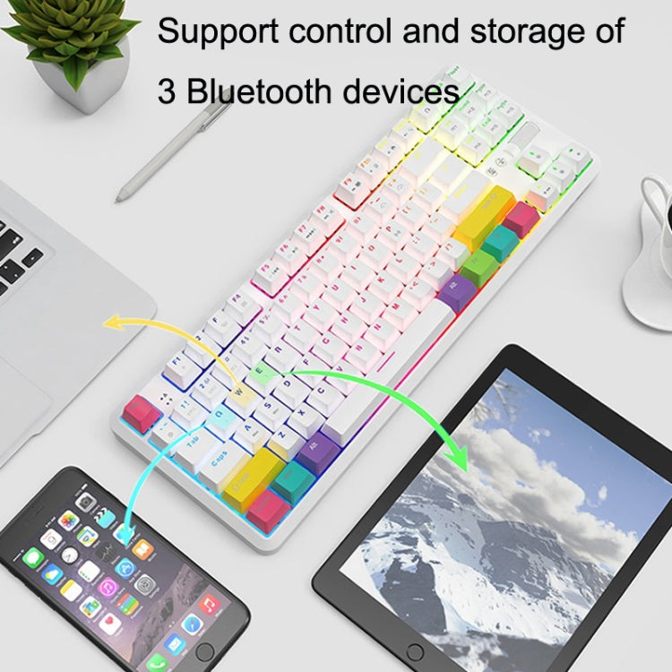 Ajazz K870T 87-Key Hot Swap Bluetooth/Wired Dual Mode RGB Backlight Office Game Mechanical Keyboard, Hot Swap Tea Shaft (Black), Hot Swap Red Shaft (White), Hot Swap Red Shaft (Black), Hot Swap Green Shaft (Black), Hot Swap Green Shaft (White)...