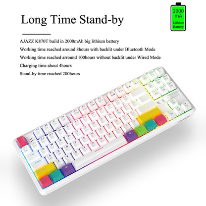 Ajazz K870T 87-Key Hot Swap Bluetooth/Wired Dual Mode RGB Backlight Office Game Mechanical Keyboard, Hot Swap Tea Shaft (Black), Hot Swap Red Shaft (White), Hot Swap Red Shaft (Black), Hot Swap Green Shaft (Black), Hot Swap Green Shaft (White)...
