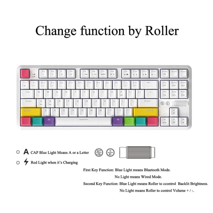 Ajazz K870T 87-Key Hot Swap Bluetooth/Wired Dual Mode RGB Backlight Office Game Mechanical Keyboard, Hot Swap Tea Shaft (Black), Hot Swap Red Shaft (White), Hot Swap Red Shaft (Black), Hot Swap Green Shaft (Black), Hot Swap Green Shaft (White)...