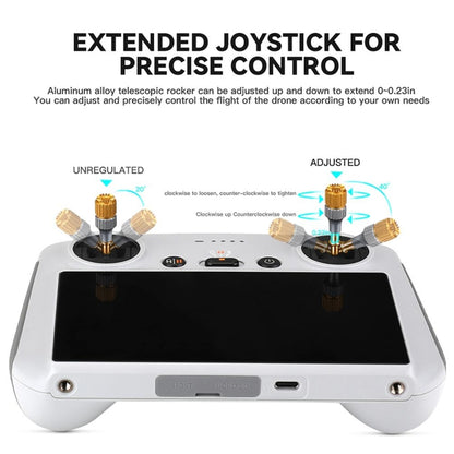 For DJI Mini 3 Pro RCSTQ Aluminum Alloy Two Color Telescopic Joystick With Screen Remote Control Thumb Operation Rod, For DJI Mini 3 Pro Two-color