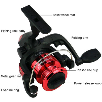 YUMOSHI JL200 Fishing Reel Without Line Plating Head Metal Movement Spinning Reel, Without Line (Electroplated Yellow), Without Line (Electroplated Silver), Without Line (Injection Black), Without Line (Electroplated Red)                               ...