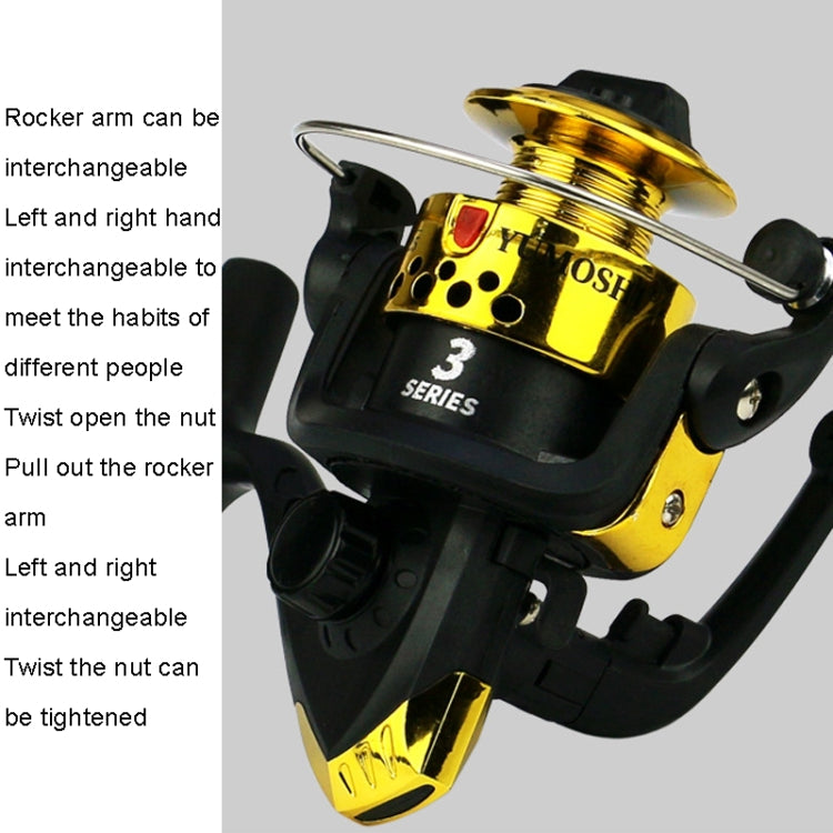 YUMOSHI JL200 Fishing Reel Without Line Plating Head Metal Movement Spinning Reel, Without Line (Electroplated Yellow), Without Line (Electroplated Silver), Without Line (Injection Black), Without Line (Electroplated Red)                               ...