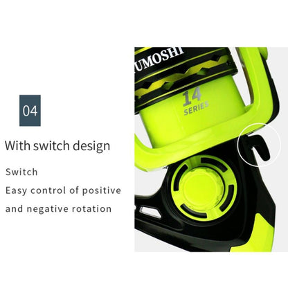 Spinning Wheel Metal Wire Cup Fishing Wheel, YUMOSHI OE2000 (Green), YUMOSHI OE3000 (Green), YUMOSHI OE4000 (Green), YUMOSHI OE5000 (Green), YUMOSHI OE6000 (Green), YUMOSHI OE7000 (Green)