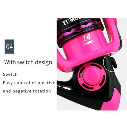 Spinning Wheel Metal Wire Cup Fishing Wheel, YUMOSHI OE2000 (Pink), YUMOSHI OE3000 (Pink), YUMOSHI OE4000 (Pink), YUMOSHI OE5000 (Pink), YUMOSHI OE6000 (Pink), YUMOSHI OE7000 (Pink)
