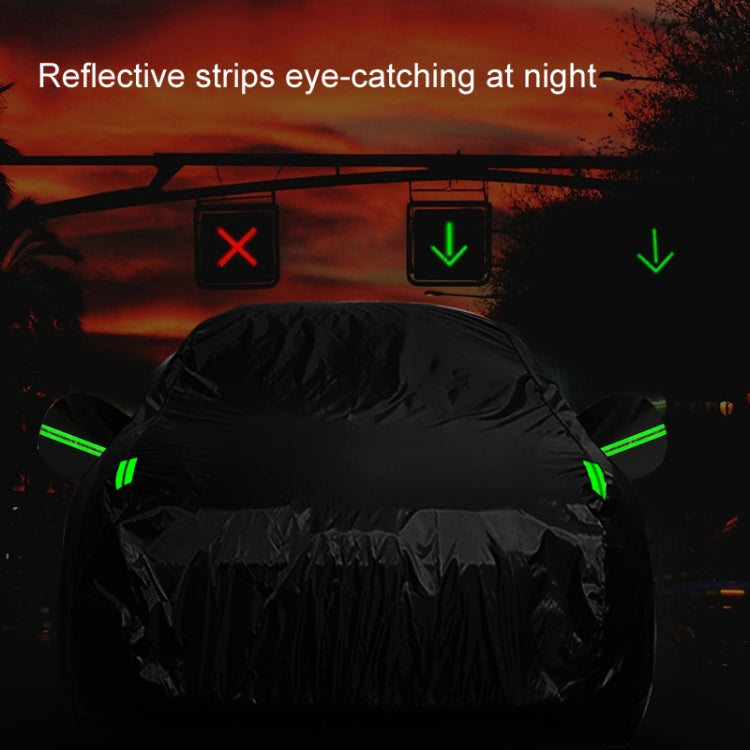190T Silver Coated Cloth Car Rain Sun Protection Car Cover with Reflective Strip, S, M, L, XL, XXL, Y-M, Y-L, Y-XL