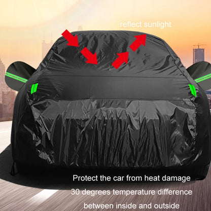 190T Silver Coated Cloth Car Rain Sun Protection Car Cover with Reflective Strip, S, M, L, XL, XXL, Y-M, Y-L, Y-XL