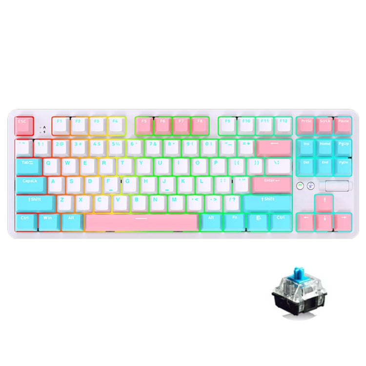 Ajazz K870T Pro 87 Keys Three Mode Wireless/Bluetooth/Wired Pluggable RGB Mechanical Keyboard, Pro Green Shaft (White), Pro Red Shaft (White), Pro Tea Shaft (White), Pro Green Shaft (Black), Pro Red Shaft (Black), Pro Tea Shaft (Black)