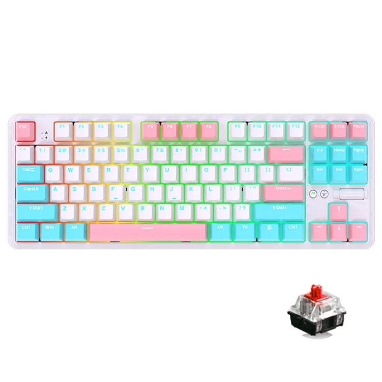 Ajazz K870T Pro 87 Keys Three Mode Wireless/Bluetooth/Wired Pluggable RGB Mechanical Keyboard, Pro Green Shaft (White), Pro Red Shaft (White), Pro Tea Shaft (White), Pro Green Shaft (Black), Pro Red Shaft (Black), Pro Tea Shaft (Black)