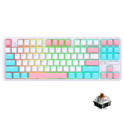 Ajazz K870T Pro 87 Keys Three Mode Wireless/Bluetooth/Wired Pluggable RGB Mechanical Keyboard, Pro Green Shaft (White), Pro Red Shaft (White), Pro Tea Shaft (White), Pro Green Shaft (Black), Pro Red Shaft (Black), Pro Tea Shaft (Black)