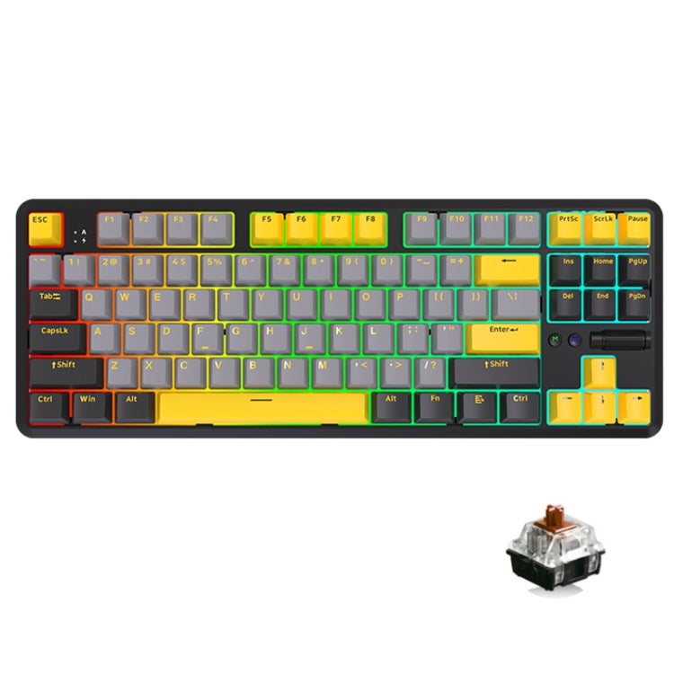 Ajazz K870T Pro 87 Keys Three Mode Wireless/Bluetooth/Wired Pluggable RGB Mechanical Keyboard, Pro Green Shaft (White), Pro Red Shaft (White), Pro Tea Shaft (White), Pro Green Shaft (Black), Pro Red Shaft (Black), Pro Tea Shaft (Black)