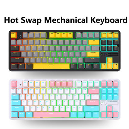 Ajazz K870T Pro 87 Keys Three Mode Wireless/Bluetooth/Wired Pluggable RGB Mechanical Keyboard, Pro Green Shaft (White), Pro Red Shaft (White), Pro Tea Shaft (White), Pro Green Shaft (Black), Pro Red Shaft (Black), Pro Tea Shaft (Black)