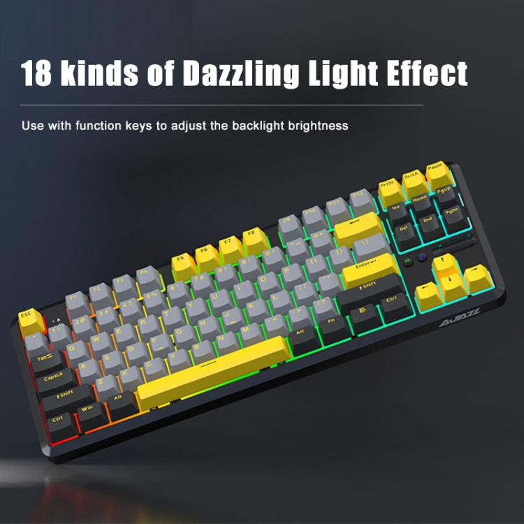 Ajazz K870T Pro 87 Keys Three Mode Wireless/Bluetooth/Wired Pluggable RGB Mechanical Keyboard, Pro Green Shaft (White), Pro Red Shaft (White), Pro Tea Shaft (White), Pro Green Shaft (Black), Pro Red Shaft (Black), Pro Tea Shaft (Black)