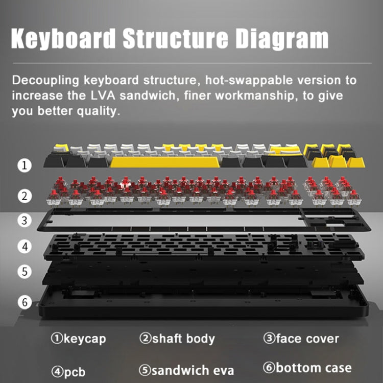 Ajazz K870T Pro 87 Keys Three Mode Wireless/Bluetooth/Wired Pluggable RGB Mechanical Keyboard, Pro Green Shaft (White), Pro Red Shaft (White), Pro Tea Shaft (White), Pro Green Shaft (Black), Pro Red Shaft (Black), Pro Tea Shaft (Black)