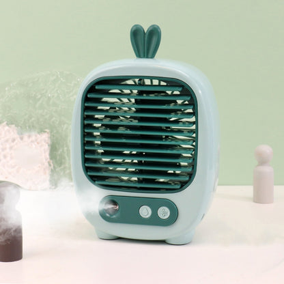 1315 Spray Humidification Hydrating Cartoon Fan USB Charging Desktop Fan