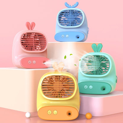 CS1319 Desktop Small Hydrating Spray Cartoon Fan Rechargeable Silent Humidifying Fan