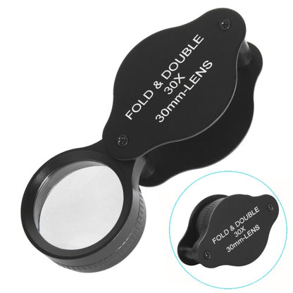 30x 30mm Optical Glass Lens Jewelry Appraisal Folding Magnifier, 30X