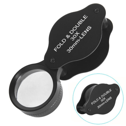 30x 30mm Optical Glass Lens Jewelry Appraisal Folding Magnifier, 30X