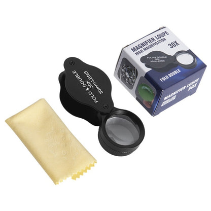 30x 30mm Optical Glass Lens Jewelry Appraisal Folding Magnifier, 30X