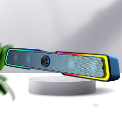 HP DHE6002S RGB Lights HiFi Sound Effect Computer Audio Desktop Long Strip Speakers, Wired Version, Wired+Bluetooth Version