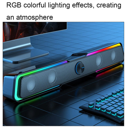 HP DHE6002S RGB Lights HiFi Sound Effect Computer Audio Desktop Long Strip Speakers, Wired Version, Wired+Bluetooth Version