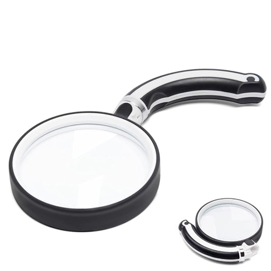 Rubber Handle Folding Rotating Hand Magnifying Glass, 75mm, 90mm, 100mm