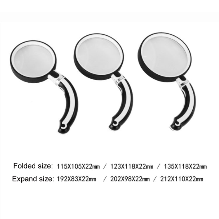 Rubber Handle Folding Rotating Hand Magnifying Glass, 75mm, 90mm, 100mm