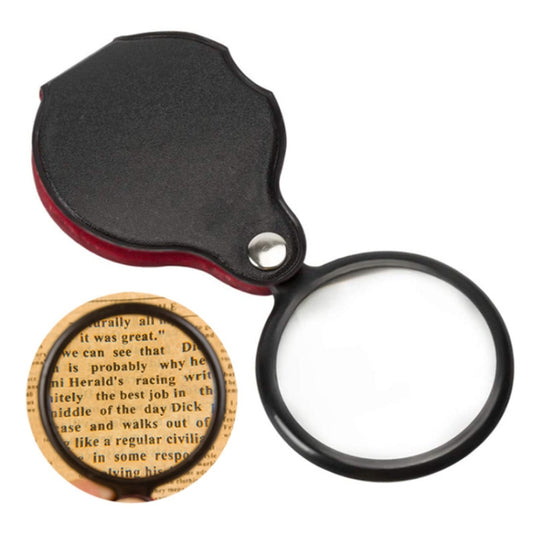 5pcs 6X 60mm Foldable Leather Case Reading Magnifier, Leather Folding 6X
