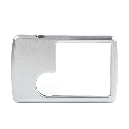 2pcs 3-6 Times Card Type Portable Magnifying Glass Rectangular LED Light, 3-6X With LED Lights