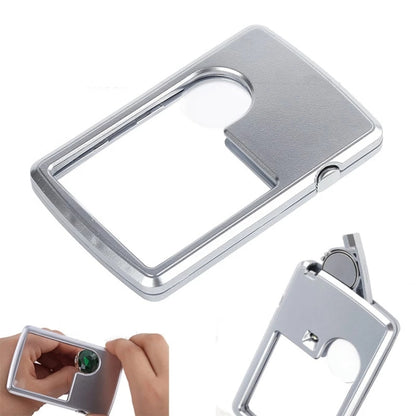 2pcs 3-6 Times Card Type Portable Magnifying Glass Rectangular LED Light, 3-6X With LED Lights