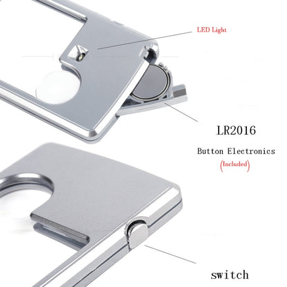 2pcs 3-6 Times Card Type Portable Magnifying Glass Rectangular LED Light, 3-6X With LED Lights