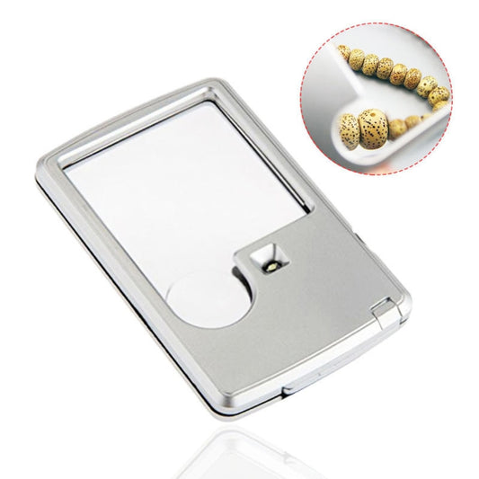 2pcs 3-6 Times Card Type Portable Magnifying Glass Rectangular LED Light, 3-6X With LED Lights