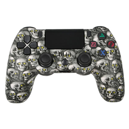 For PS4 Wireless Bluetooth Game Controller With Light Strip Dual Vibration Game Handle, White, Black, Red, Blue, Green, Rose Red, Letter, Line, Fire Ghost, Cartoon, Hulk, Skeleton, Gear, Lightning, Flame, Cloud, Burst, Wood Grain, Star Red             ...