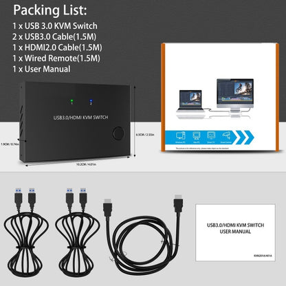 KC-KVM201A 2 In 1 Out 4K 60HZ HDMI KVM Switching USB3.0 Shared Computer Shaped Printer U Disk, KC-KVM201A