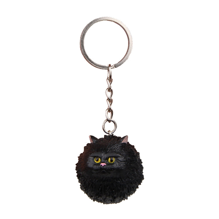 Round Little Tiger Cat Keychain Cartoon Key Ring Ornament, 3 Color, Black, Coffee White, Yellow White, Gray, White