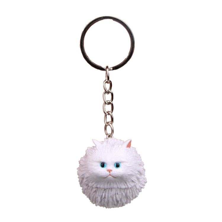 Round Little Tiger Cat Keychain Cartoon Key Ring Ornament, 3 Color, Black, Coffee White, Yellow White, Gray, White