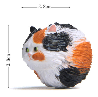 Round Little Tiger Cat Keychain Cartoon Key Ring Ornament, 3 Color, Black, Coffee White, Yellow White, Gray, White