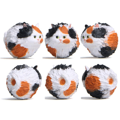Round Little Tiger Cat Keychain Cartoon Key Ring Ornament, 3 Color, Black, Coffee White, Yellow White, Gray, White