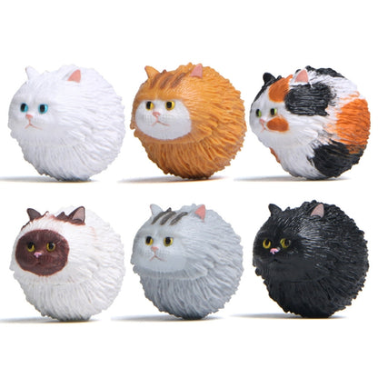 Round Little Tiger Cat Keychain Cartoon Key Ring Ornament, 3 Color, Black, Coffee White, Yellow White, Gray, White