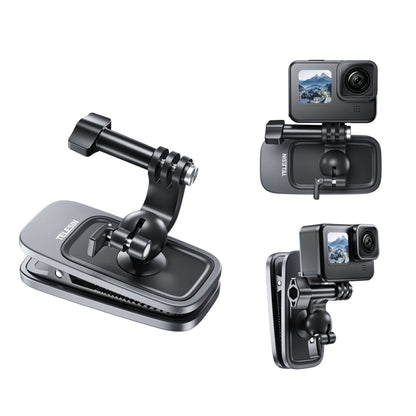 TELESIN 360 Degree Rotation Magnetic Backpack Clip Clamp Mount For Action Camera, TELESIN