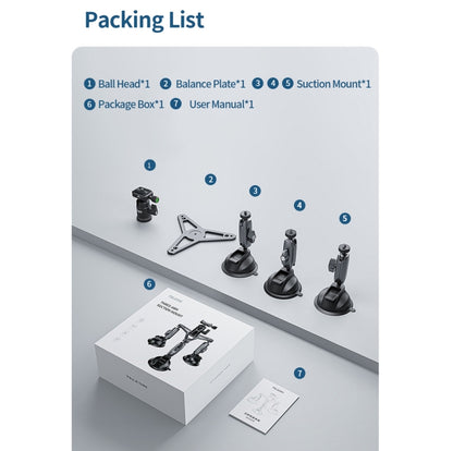 TELESIN Suction Cup Action Camera Tripod Mount for Car Holder Stand Bracket, TELESIN Triangle