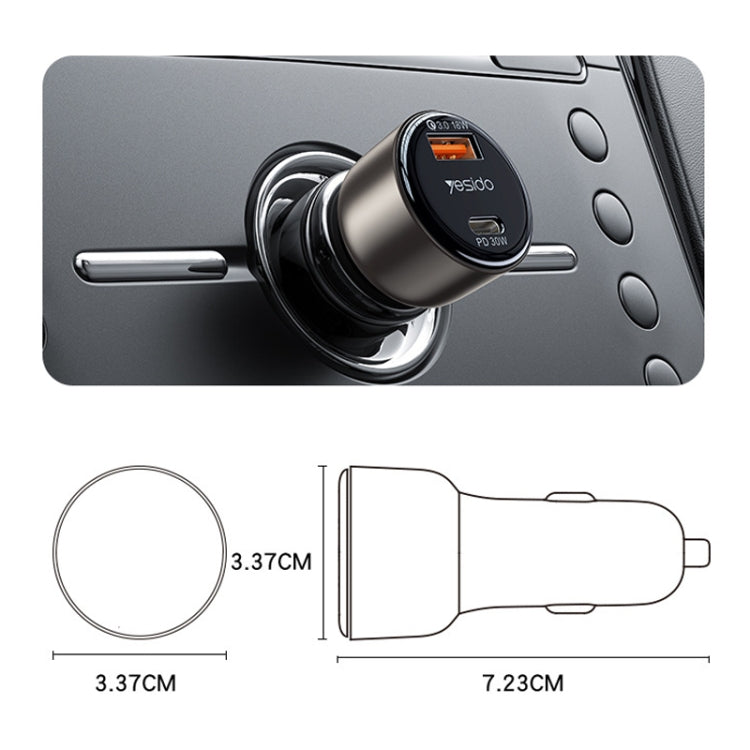 Yesido Y52 48W Dual-channel Fast Charging Zinc Alloy QC3.0 Car Charger, Y52 48W