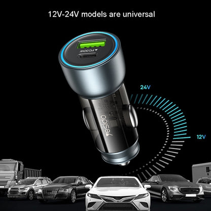 Yesido Y49 Car USB3.0 Fast Charger 30W Translucent PD Fast Charging, Y49