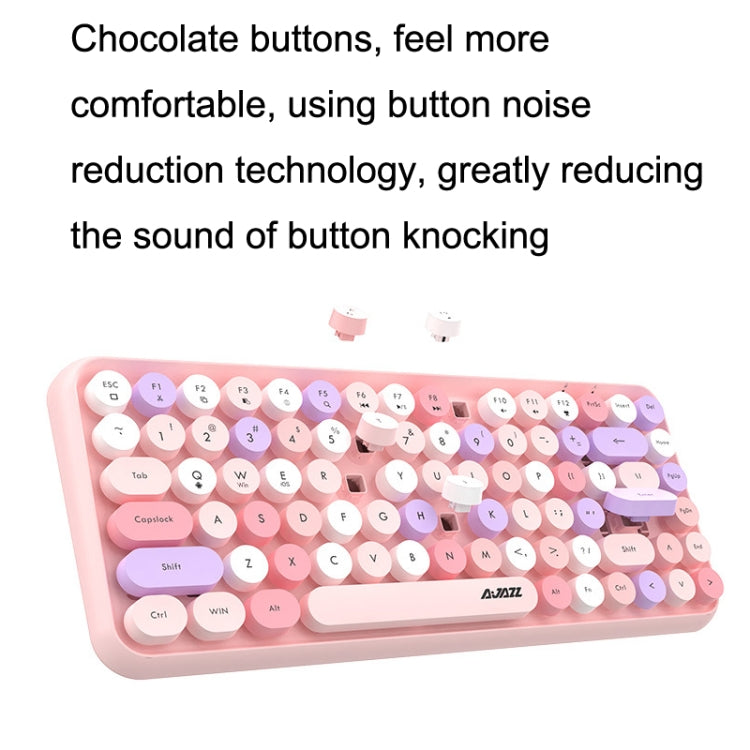 Ajazz 308I 84 Keys Tablet Computer Notebook Home Office Punk Bluetooth Keyboard, Milk Tea Color