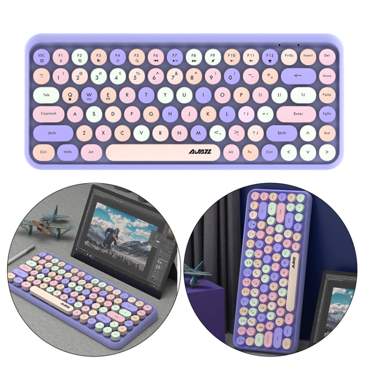 Ajazz 308I 84 Keys Tablet Computer Notebook Home Office Punk Bluetooth Keyboard, Milk Tea Color