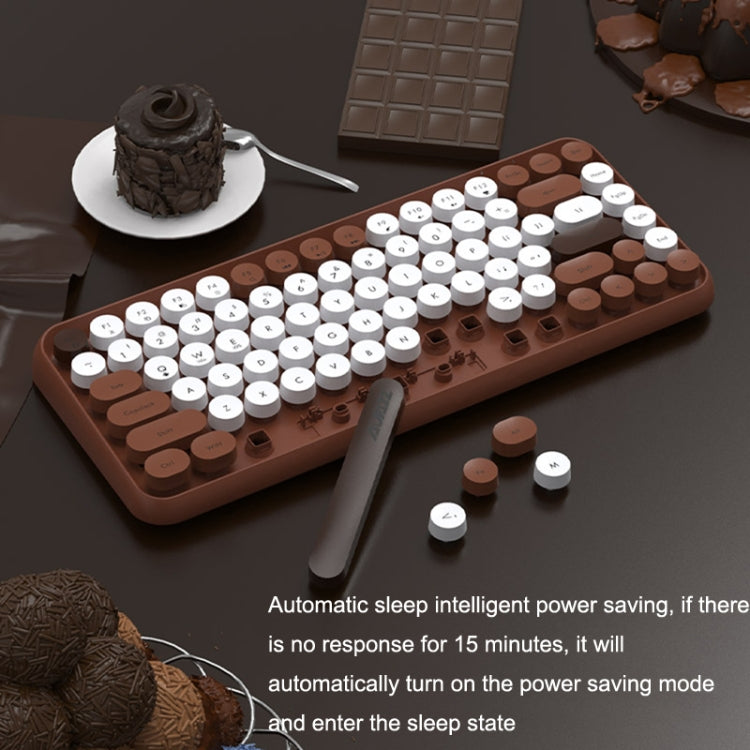 Ajazz 308I 84 Keys Tablet Computer Notebook Home Office Punk Bluetooth Keyboard, Milk Tea Color