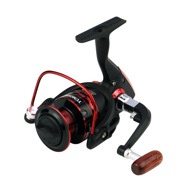 Wooden Handlebar Metal Head Fishing Reel Spinning Wheel, YUMOSHI JX1000, YUMOSHI JX2000, YUMOSHI JX3000, YUMOSHI JX4000, YUMOSHI JX5000, YUMOSHI JX6000, YUMOSHI JX7000