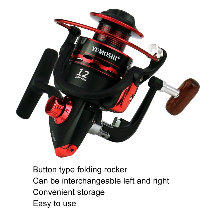 Wooden Handlebar Metal Head Fishing Reel Spinning Wheel, YUMOSHI JX1000, YUMOSHI JX2000, YUMOSHI JX3000, YUMOSHI JX4000, YUMOSHI JX5000, YUMOSHI JX6000, YUMOSHI JX7000