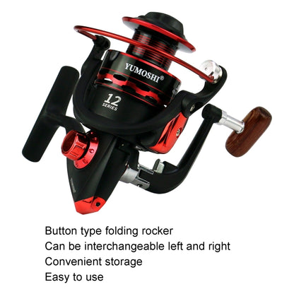Wooden Handlebar Metal Head Fishing Reel Spinning Wheel, YUMOSHI JX1000, YUMOSHI JX2000, YUMOSHI JX3000, YUMOSHI JX4000, YUMOSHI JX5000, YUMOSHI JX6000, YUMOSHI JX7000