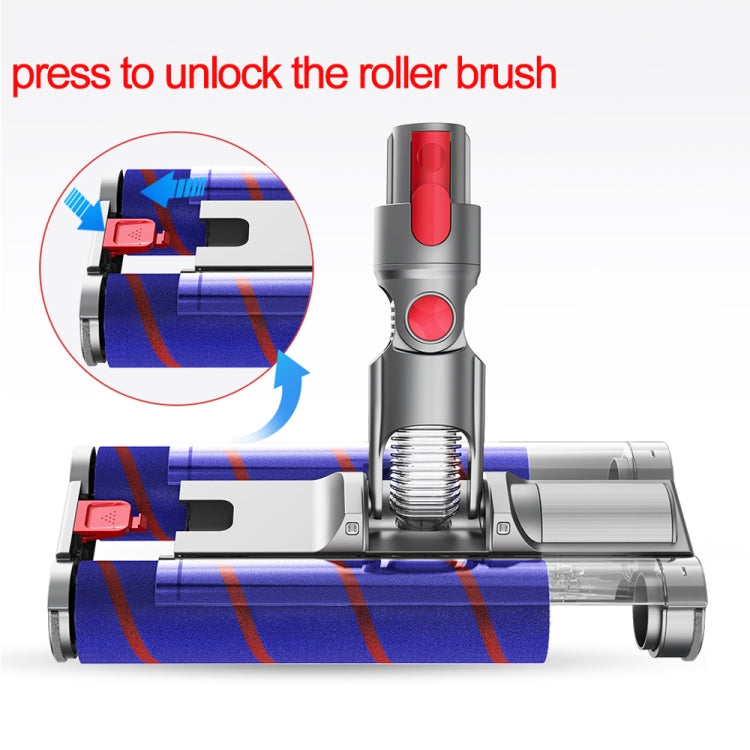 For Dyson V7 V8 V10 V11 Double Roller Soft Velvet Floor Brush Head with LED Lighting, For Dyson V7 / V8 / V10 / V11 26cm